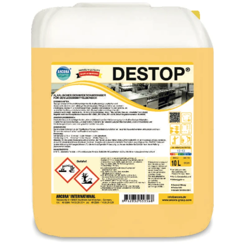 Arcora Destop Limpador de desinfecção alcalina para o setor de alimentos | Garrafa (1 L)