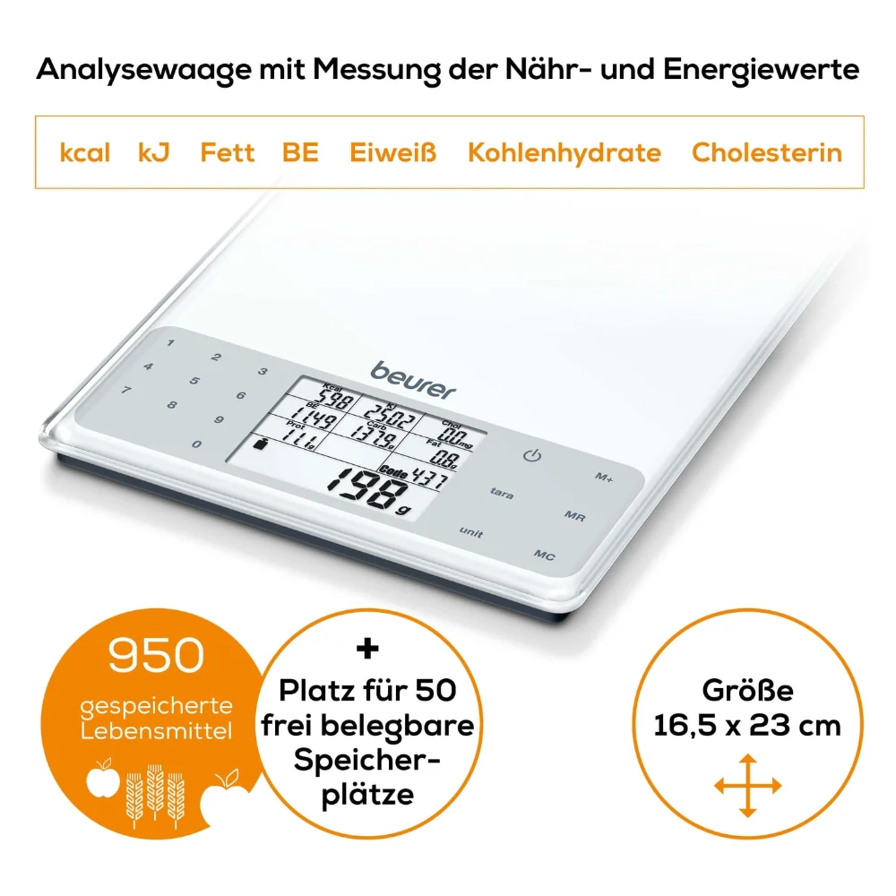 Auslaufartikel: Beurer DS 61 Nährwert-Analysewaage | Packung (1 Stück)