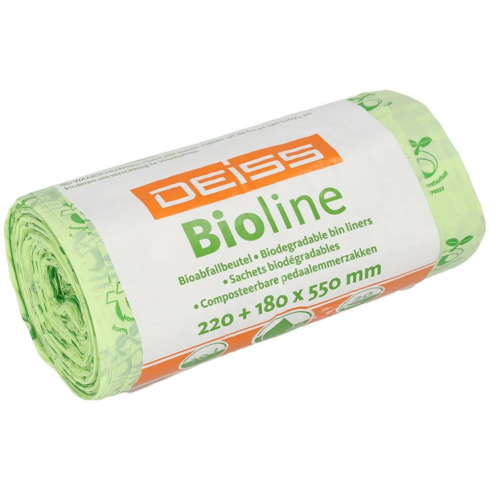 Deiss Bioline Garbage Saco, Biofolie, 10 L, Natureza, 220+180x550x0.018 mm | Papel (20 peças)