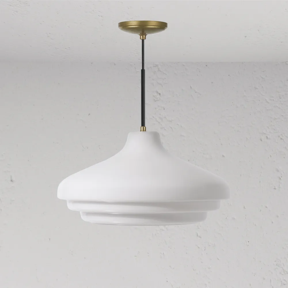 Brookfield Large Pendant Light Opal Glass - Antique Zlatý kov