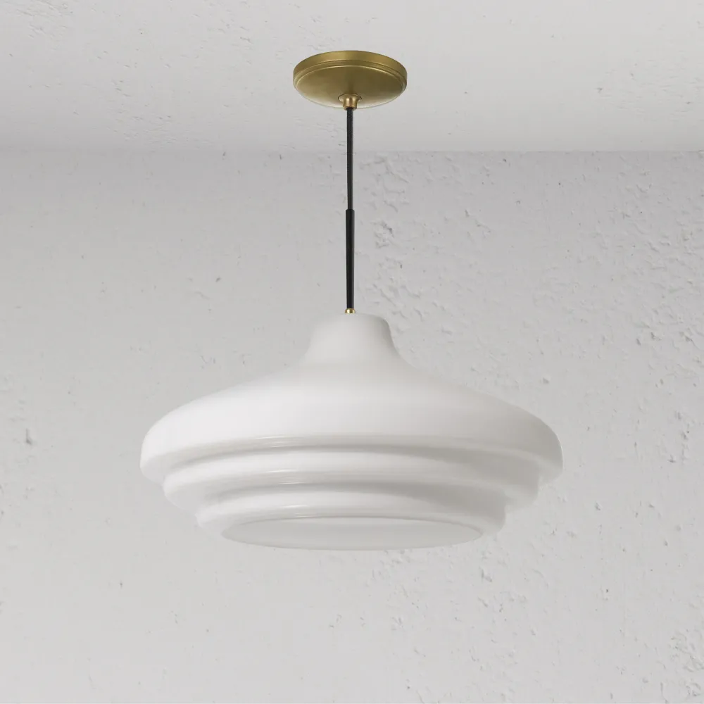 Brookfield Large Pendant Light Opal Glass - Antique Zlatý kov