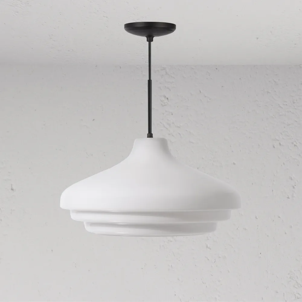 Brookfield Large Pendant Light Opal Glass - Copper-brown