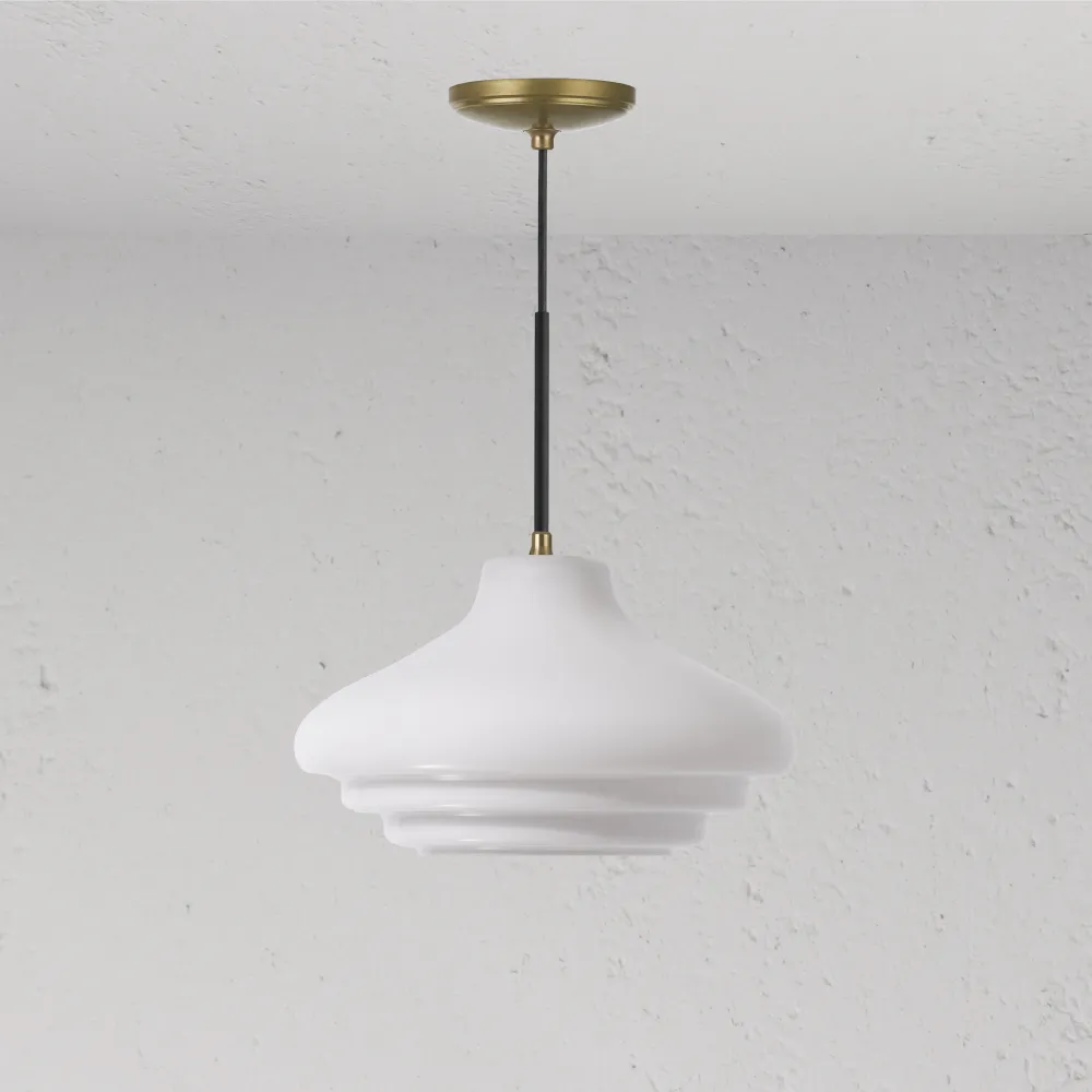 Brookfield Medium Pendant Light Opal Glass - Antique Zlatý kov