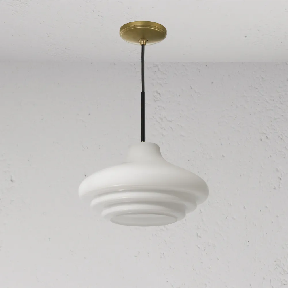 Brookfield Medium Pendant Light Opal Glass - Antique Zlatý kov