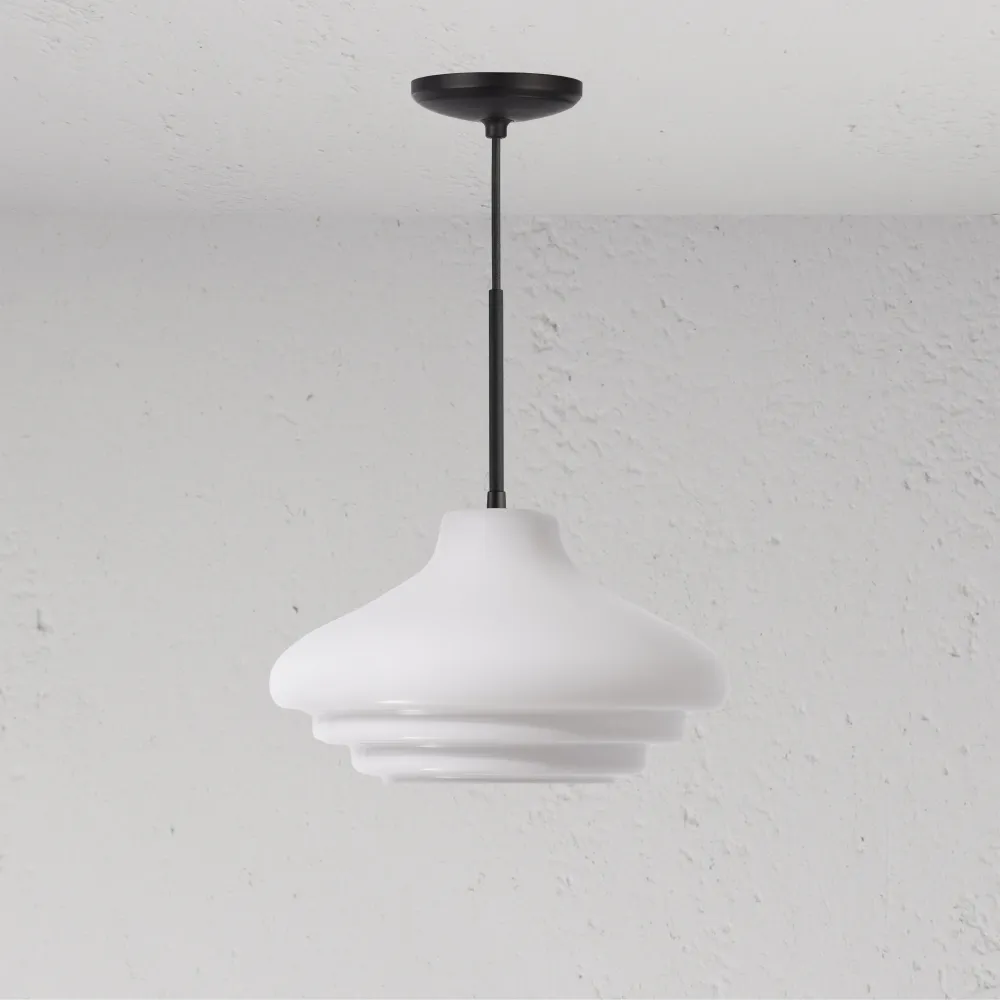 Brookfield Medium Pendant Light Opal Čiré sklo - Bronze