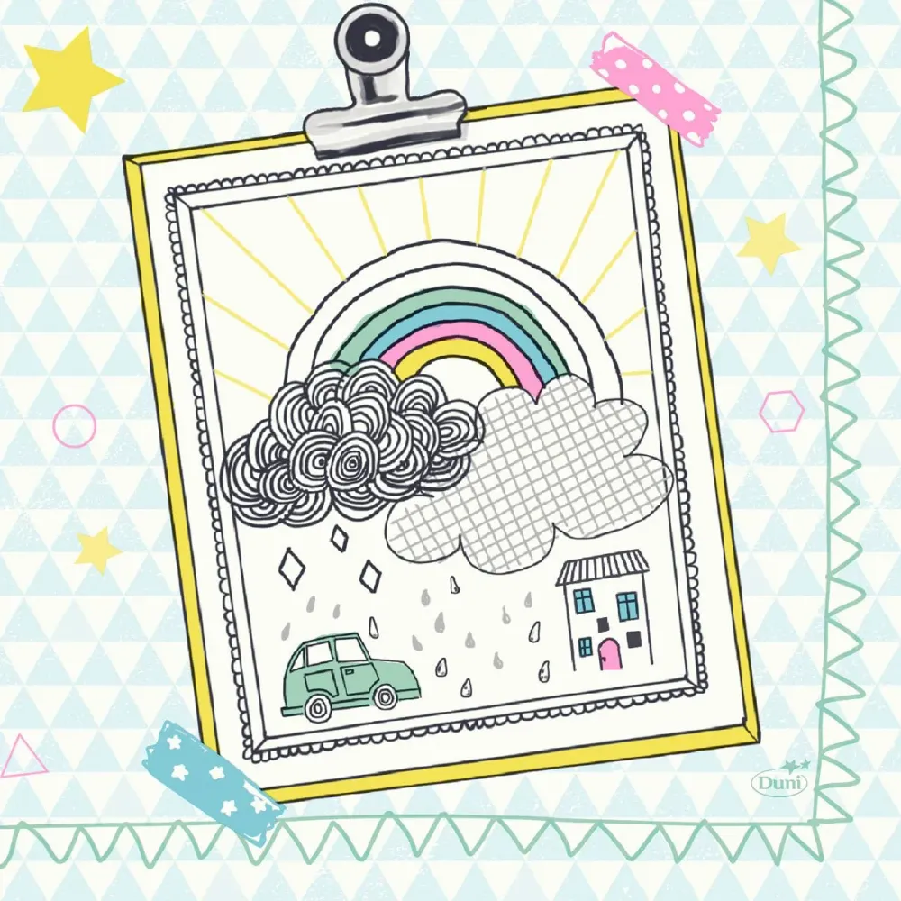Cell cloth napkin 33 x 33 cm 3-layer 1/4 Falz Keep Drawing | Pack (50 pieces)