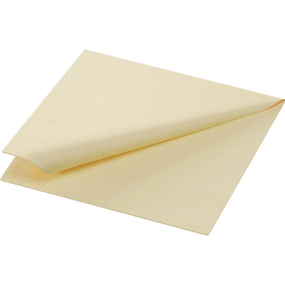 Cell cloth napkinds 24 x 24 cm 3-layer 1/4 falz cream | Package (250 napkins)