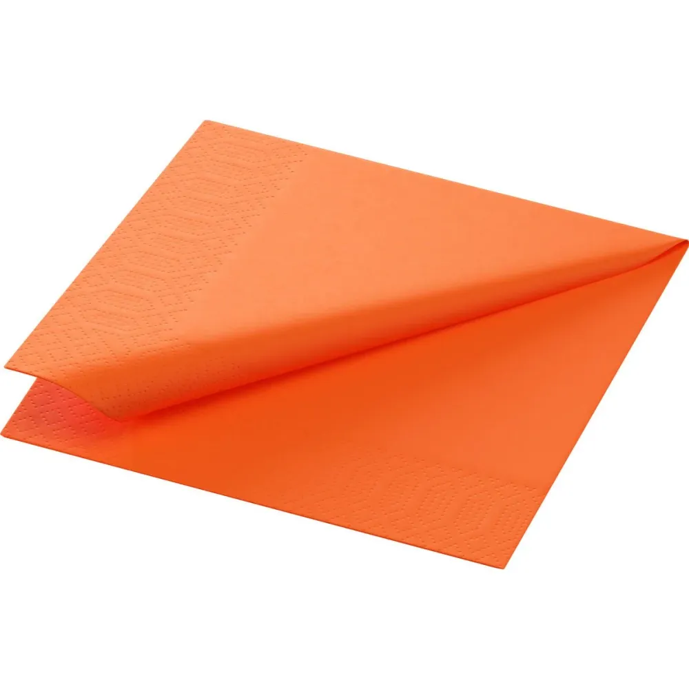 Cell cloth napkinds 24 x 24 cm 3-layer 1/4 falz sun orange | Package (250 napkins)