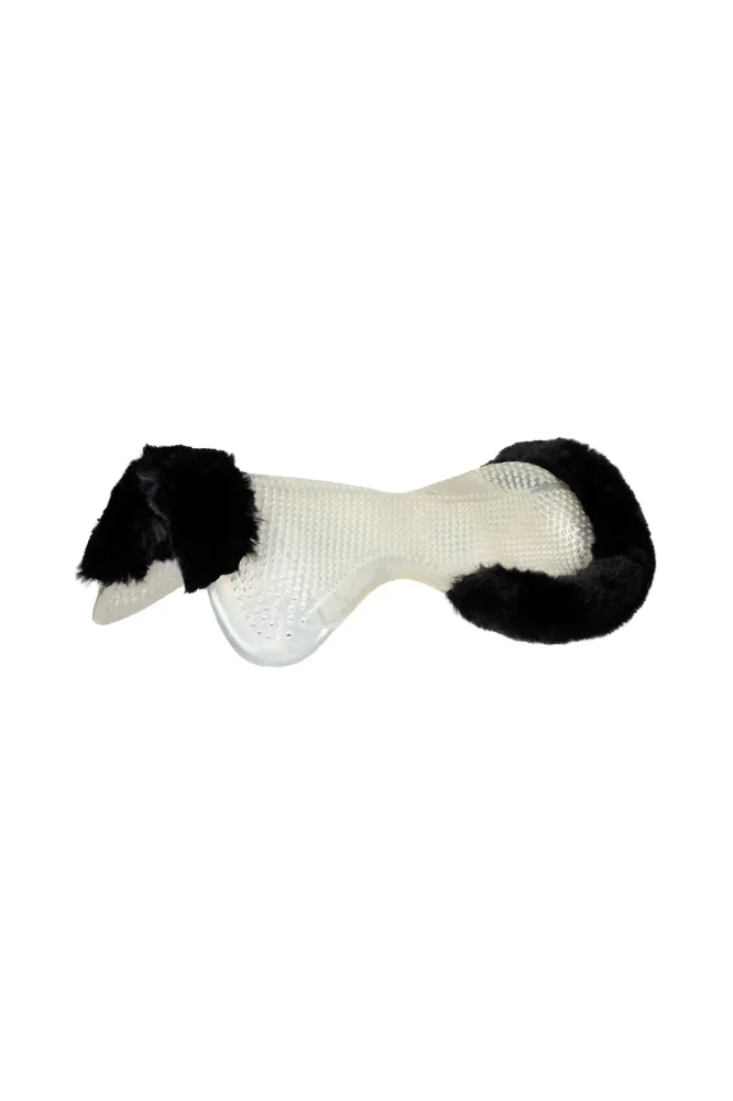 Żelowa podkładka antypoślizgowa Retro z sztuczną owczą skórą płaska Transparent/Black L