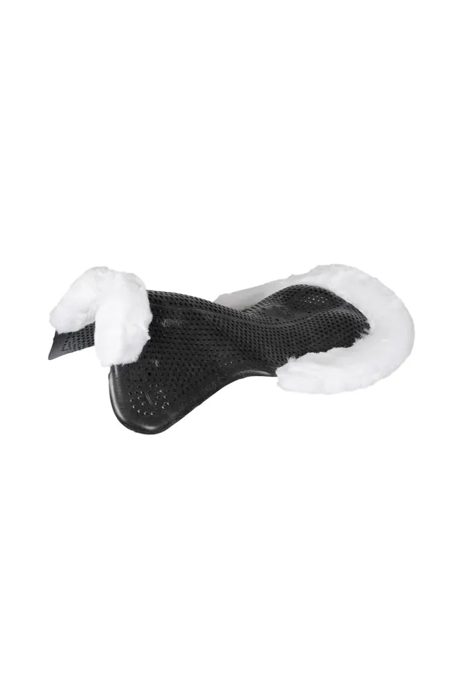 Żelowa podkładka antypoślizgowa Retro z sztuczną owczą skórą płaska Black/White L