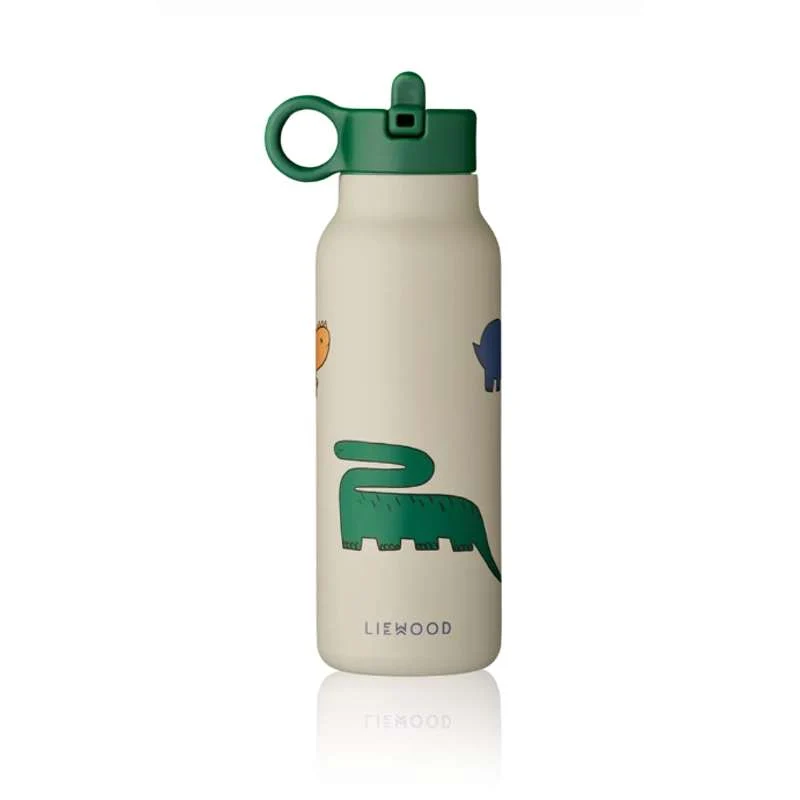 Liewood Falk Lahvička na pití - Nerezová kalené - 350ml - Dinosauři/Mlha