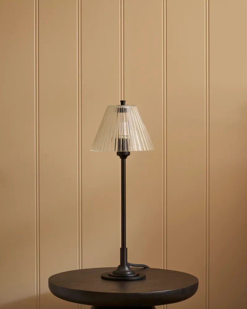 Cotswold Malinký Table Lamp Fluted Glass - Bronze