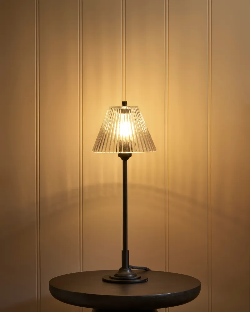 Cotswold Malinký Table Lamp Fluted Glass - Bronze