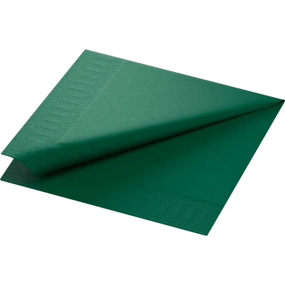 Șervețele de pânză celulară 40 x 40 cm 3-strat 1/4 Falz Jägergrün | Pachet (250 de șervețele)