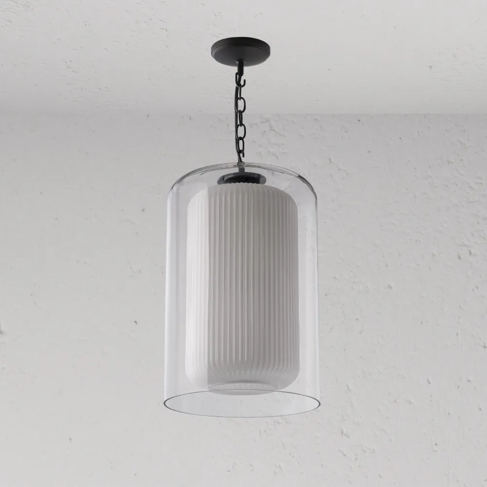 Windsor Large Pendant Light Opal Glass - Kovově hnědý