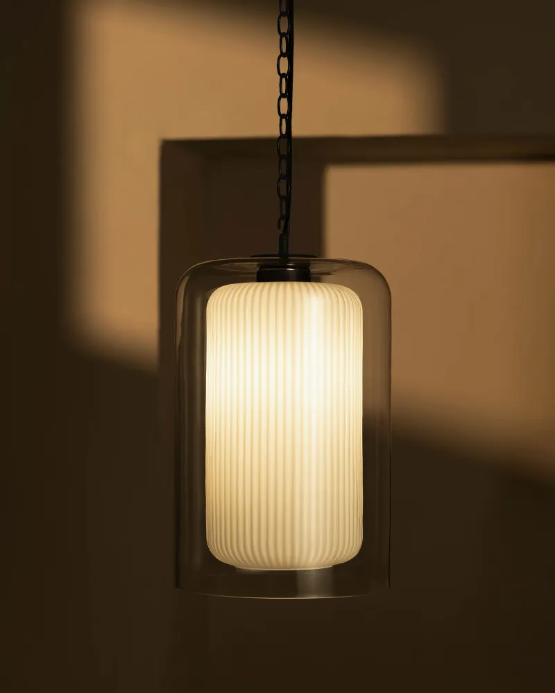 Windsor Large Pendant Light Opal Glass - Kovově hnědý