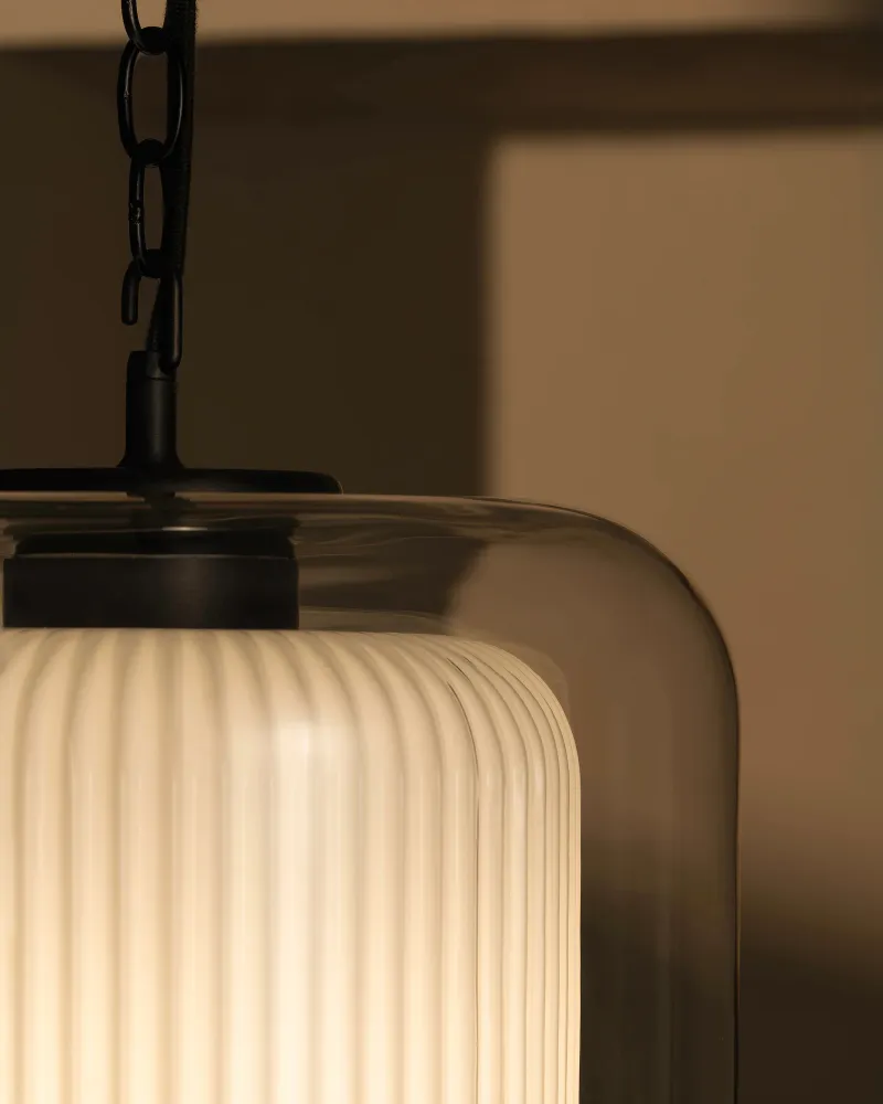 Windsor Large Pendant Light Opal Glass - Kovově hnědý
