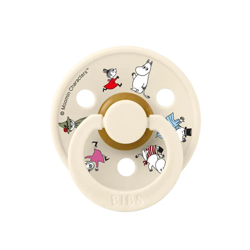 BIBS Rund Colour Sut - 2-Pak - Str. 1 - Naturgummi - Moomin - Friends - Ivory Mix