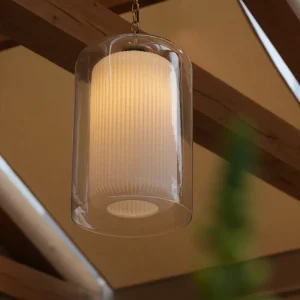 Windsor Medium Pendant Light Opal Čiré sklo - Antique Brass