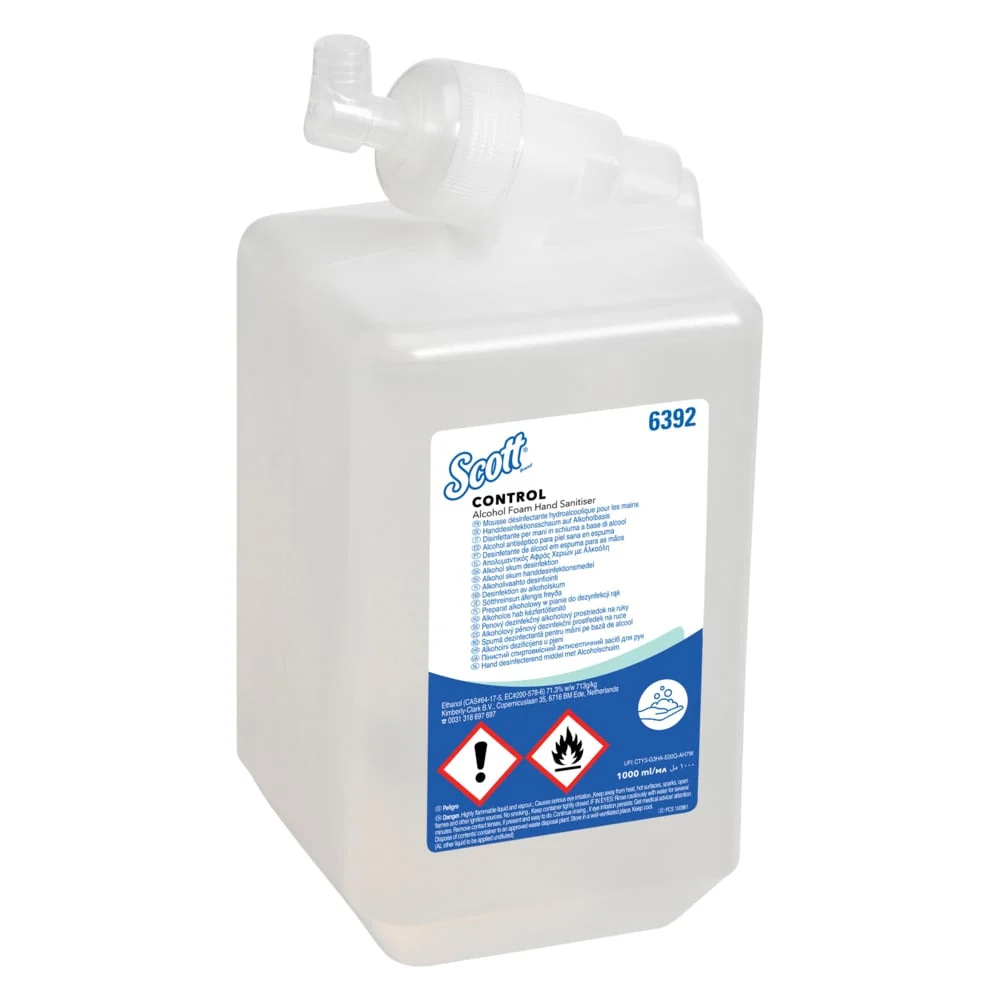 Espuma de desinfecção ruční klikou de controle Scott® com base em álcool - 1 litro de cassete / transparente / 1 L - 6 cas...