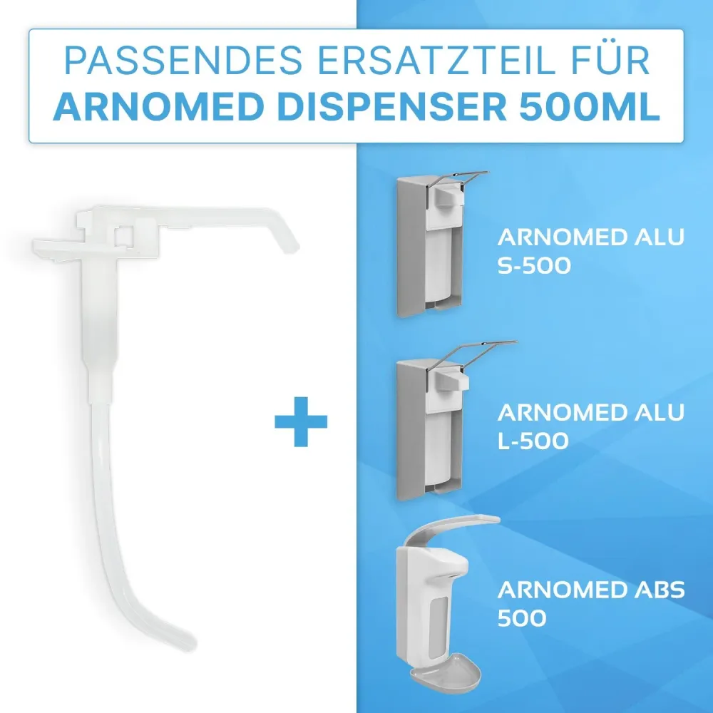 ARNOMED DISPENSER DOSIERPUMPE Ersatzpumpe für Seifen- und Desinfektionsmittelspender transparent, weiß