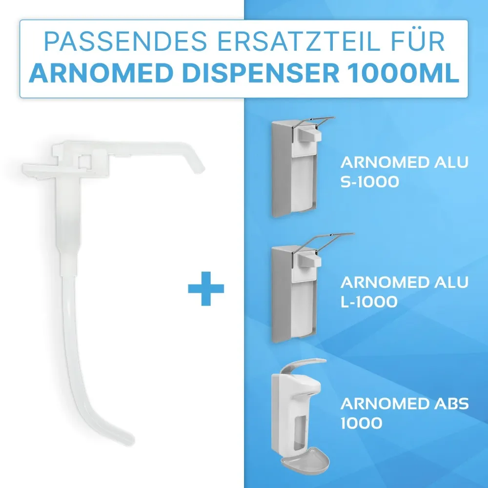 ARNOMED DISPENSER DOSIERPUMPE Ersatzpumpe für Seifen- und Desinfektionsmittelspender transparent, weiß