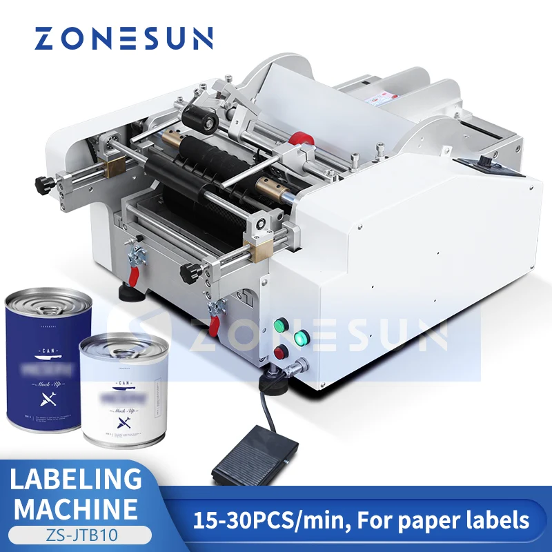 ZONESUN ZS-JTB10 Semi-Automatic Wet Glue Labeler Round Bottles