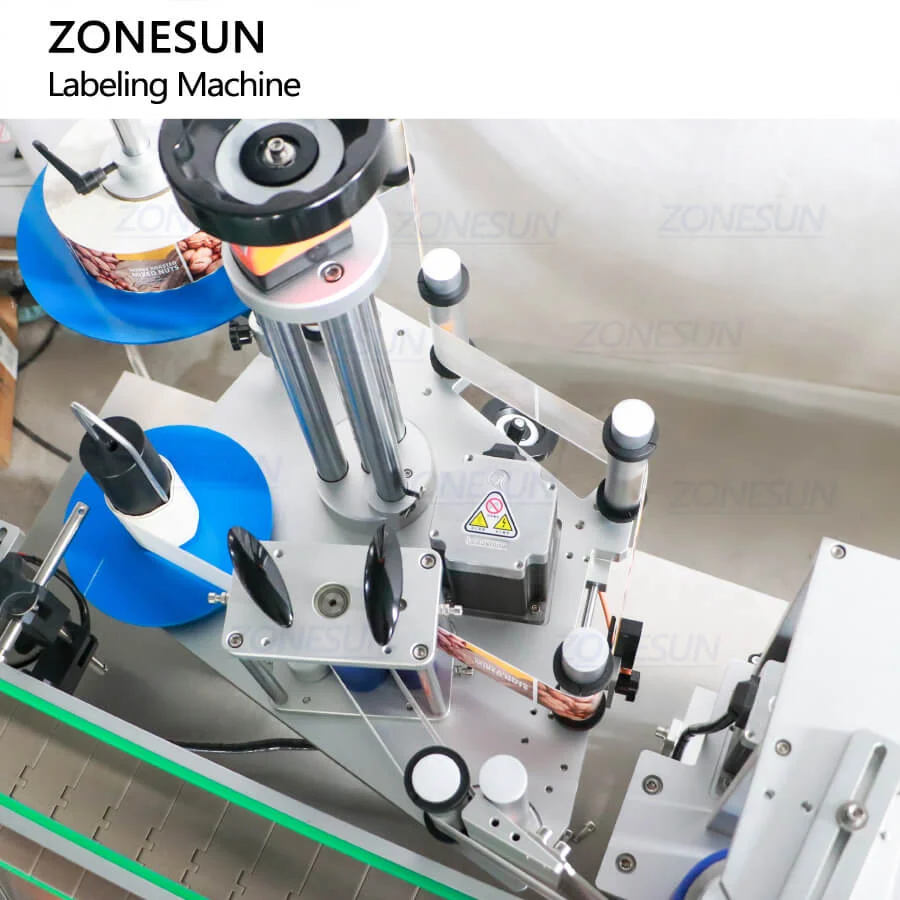 ZONESUN ZS-TB822Y Automatic Front Side & Bottom Side Labeling Machine Luncheon Meat Round Metal Cans Coemstic Bottle Canned