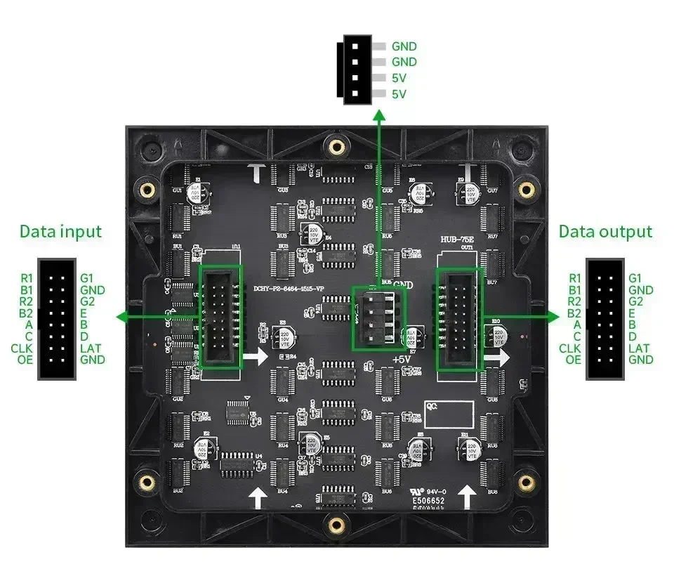 Waveshare RGB plnobarevná LED maticová obrazovka, rozteč 2mm, 64x64 pixelů, nastavitelná jasnost