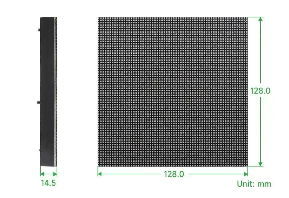 Waveshare RGB plnobarevná LED maticová obrazovka, rozteč 2mm, 64x64 pixelů, nastavitelná jasnost