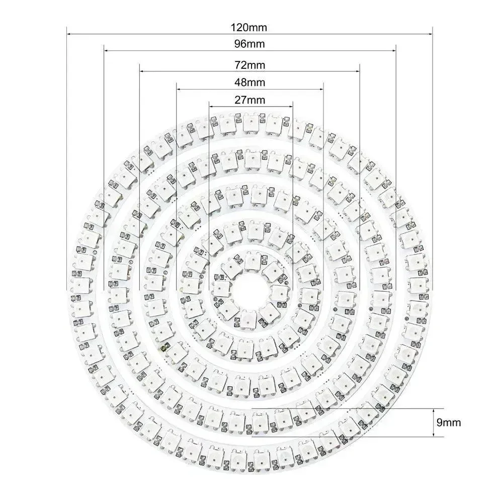 WS2812b LED kroužek adresovatelný 8/16/24/35/45 LED 5050 RGB LED diodový kroužek s vestavěným barevným IC LED