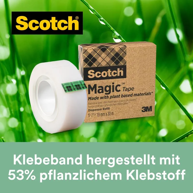 Scotch® Magic ™ limband 9-1930R, tillverkad med 66 % grönsakslim, 19 mm x 30 m, 1 rull/pack | Pack (1 rulle)