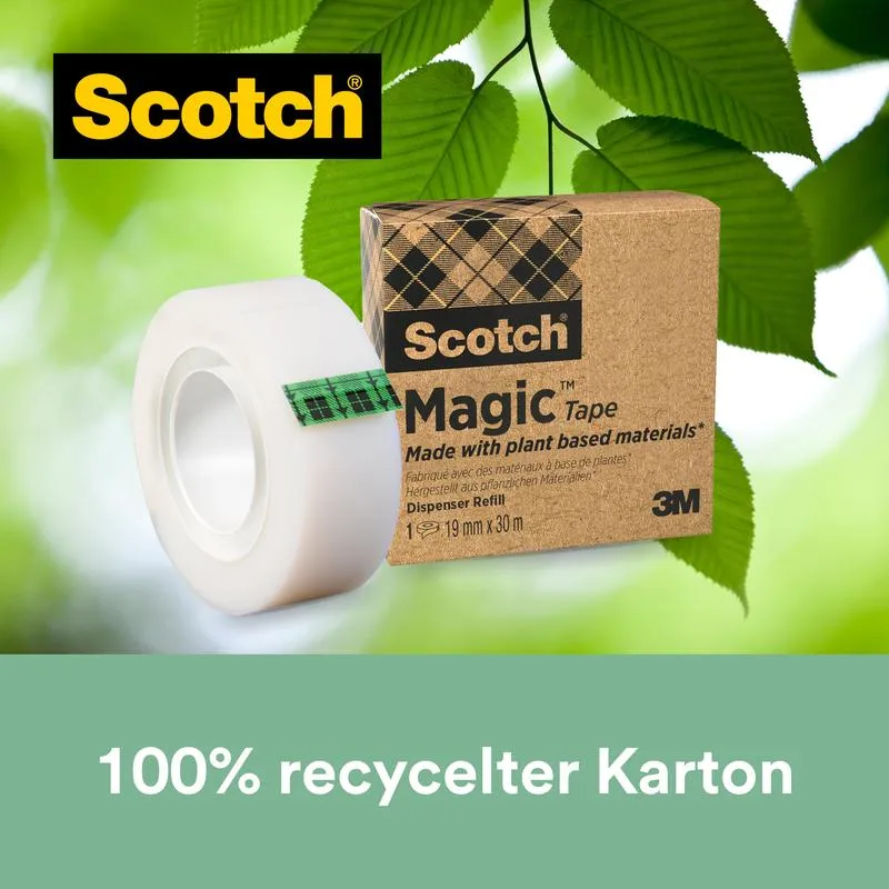 Scotch® Magic ™ limband 9-1930R, tillverkad med 66 % grönsakslim, 19 mm x 30 m, 1 rull/pack | Pack (1 rulle)