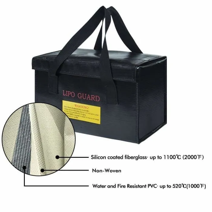 Lipo Bag Ohnivzdorná taška Ideální pro nabíjení Ohnivzdorných Lipo baterií Rozměry 26 x 13 x 15 cm Barva Černá YUNIQUE GRE...
