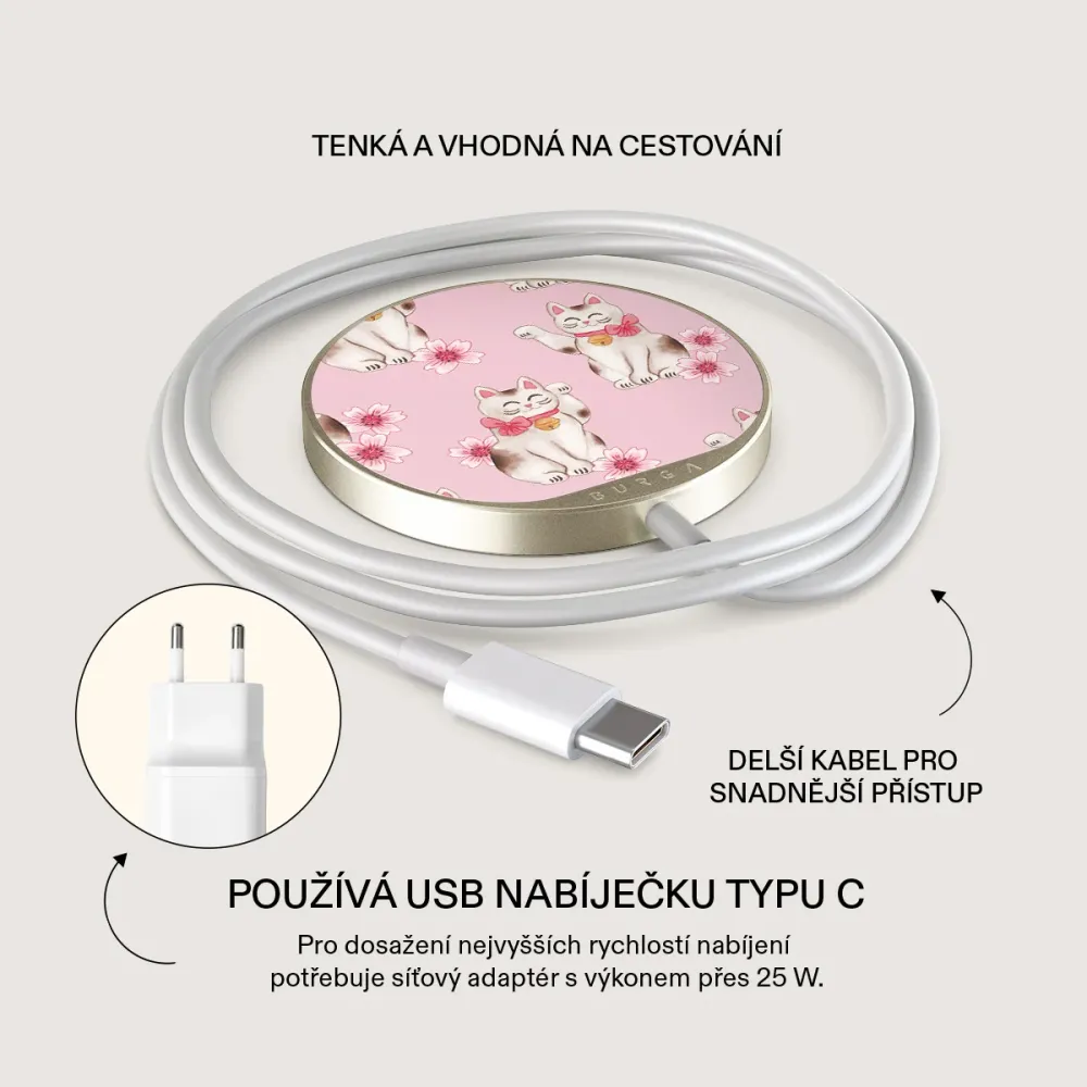 Maneki Neko - Magnetická bezdrátová nabíječka Antracitova