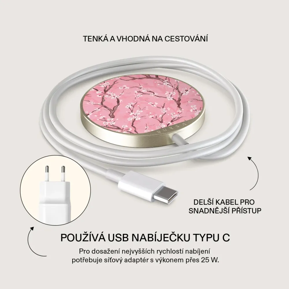 Sakura - Magnetická bezdrátová nabíječka Antracitova