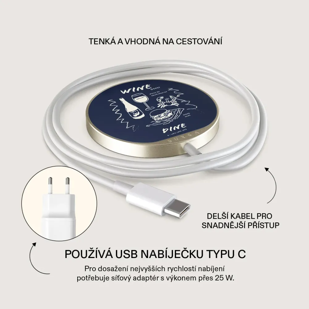 Wine & Dine - Magnetická bezdrátová nabíječka Antracitova