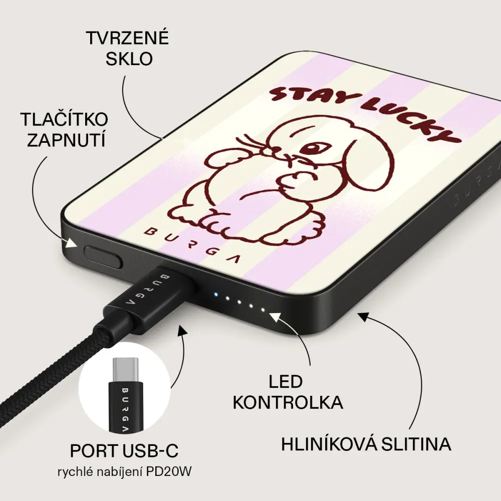 Stay Lucky - Magnetická powerbanka Antracitova