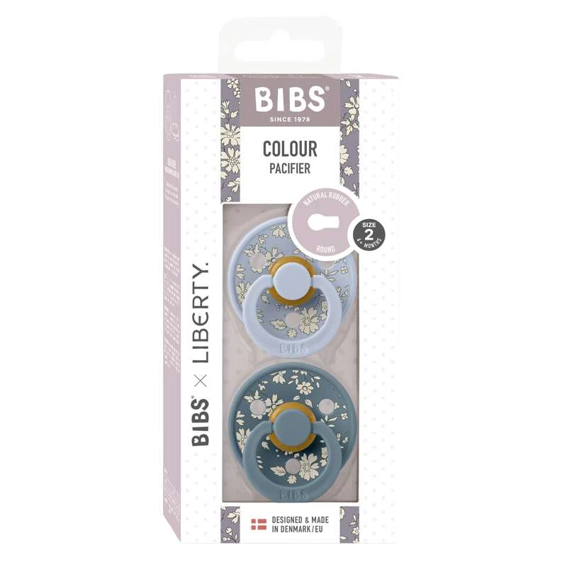 Bibs Kulatý Colour Dudlík - 2-balení - vel. 2 - přírodní guma - Liberty - Capel/Dusty Blue Mix