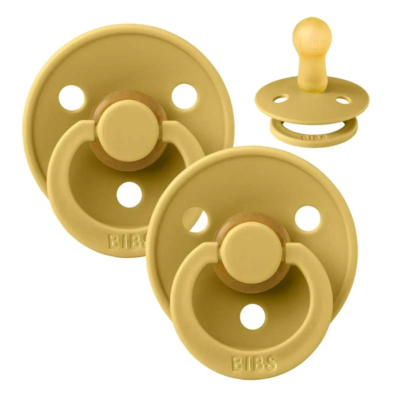 Bibs Kulatý Colour Dudlík - 2-balení - vel. 2 - přírodní guma - Hořčice/Hořčice