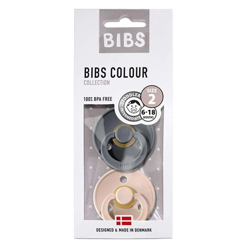 Bibs Kulatý Colour Dudlík - 2-balení - vel. 2 - přírodní guma - Železo/Růžová