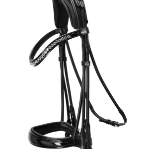 Mořská třída Cabezada de Doma de Doble Rienda redondeada Kensington black/patent/silver F