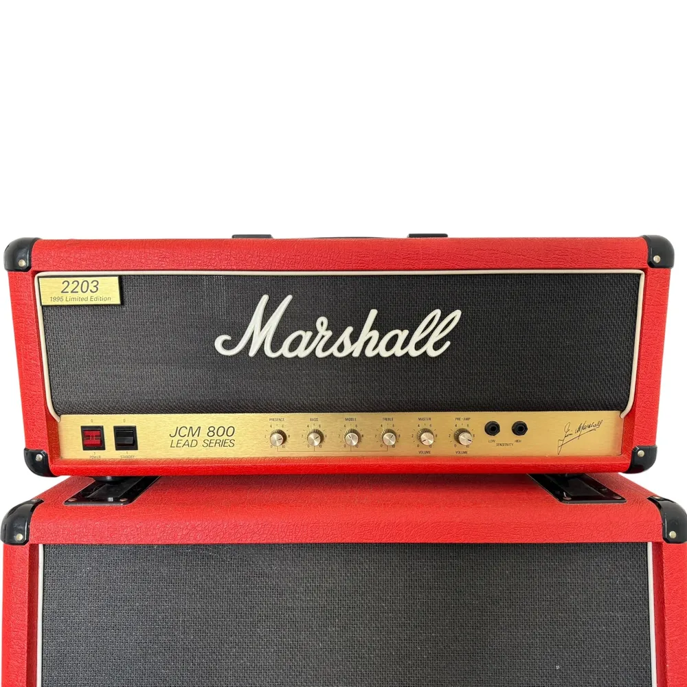 Marshall JCM800 2203 MKII 100W + 1960A 4x12 Cabinet – 1995 Limitovaná edice Červený stack