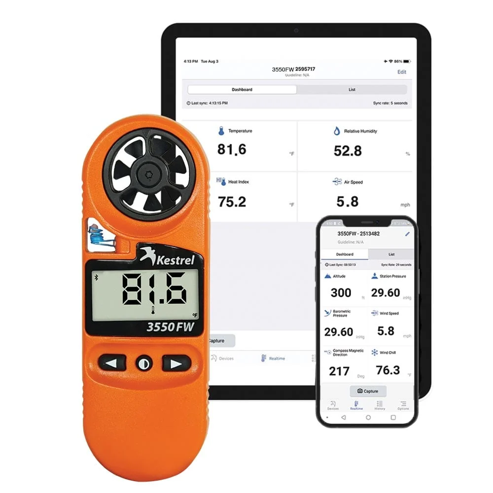 Kestrel 3550FW kapesní měřič požárního počasí s Bluetooth
