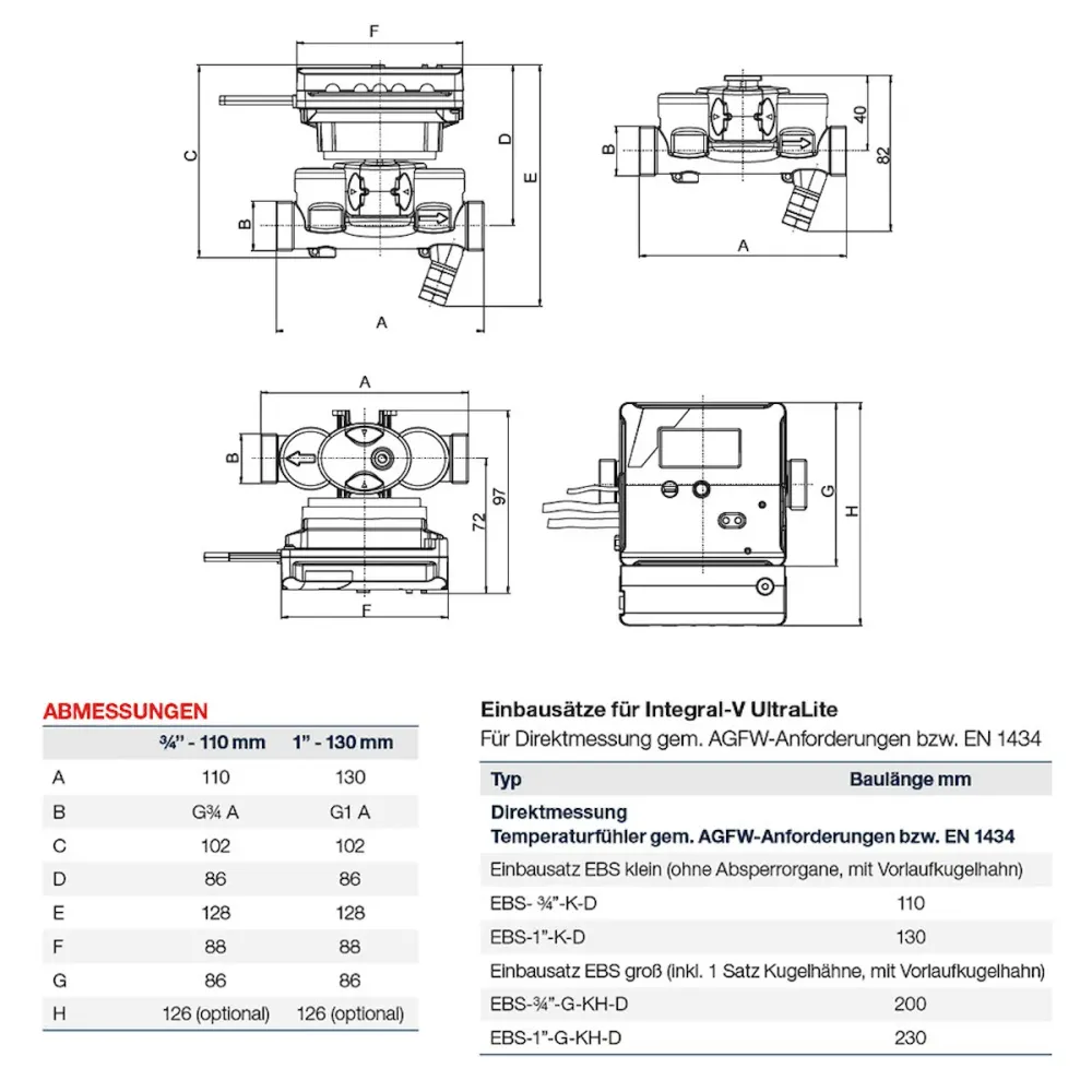 Měřič tepla 1" Nastavený Qp 2,5 m³/h