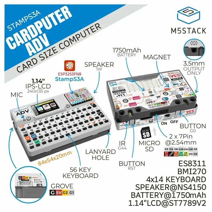 M5Stack Cardputer-ADV & CAP LoRa-1262 Meshtastic sada