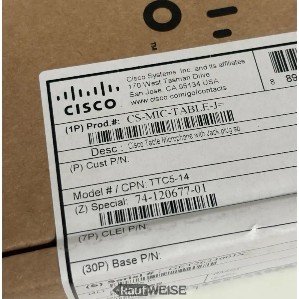 Stolní mikrofon Cisco TelePresence (CS-MIC-TABLE-J) | Všesměrový pro konferenční místnosti | pro řadu SX MX