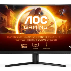 AOC Gaming CQ32G4VE - G4 Series - LED monitor - gaming - curved - 32" (31.5" viewable) - 2560 x 1440 QHD @ 180 Hz - Fast V...