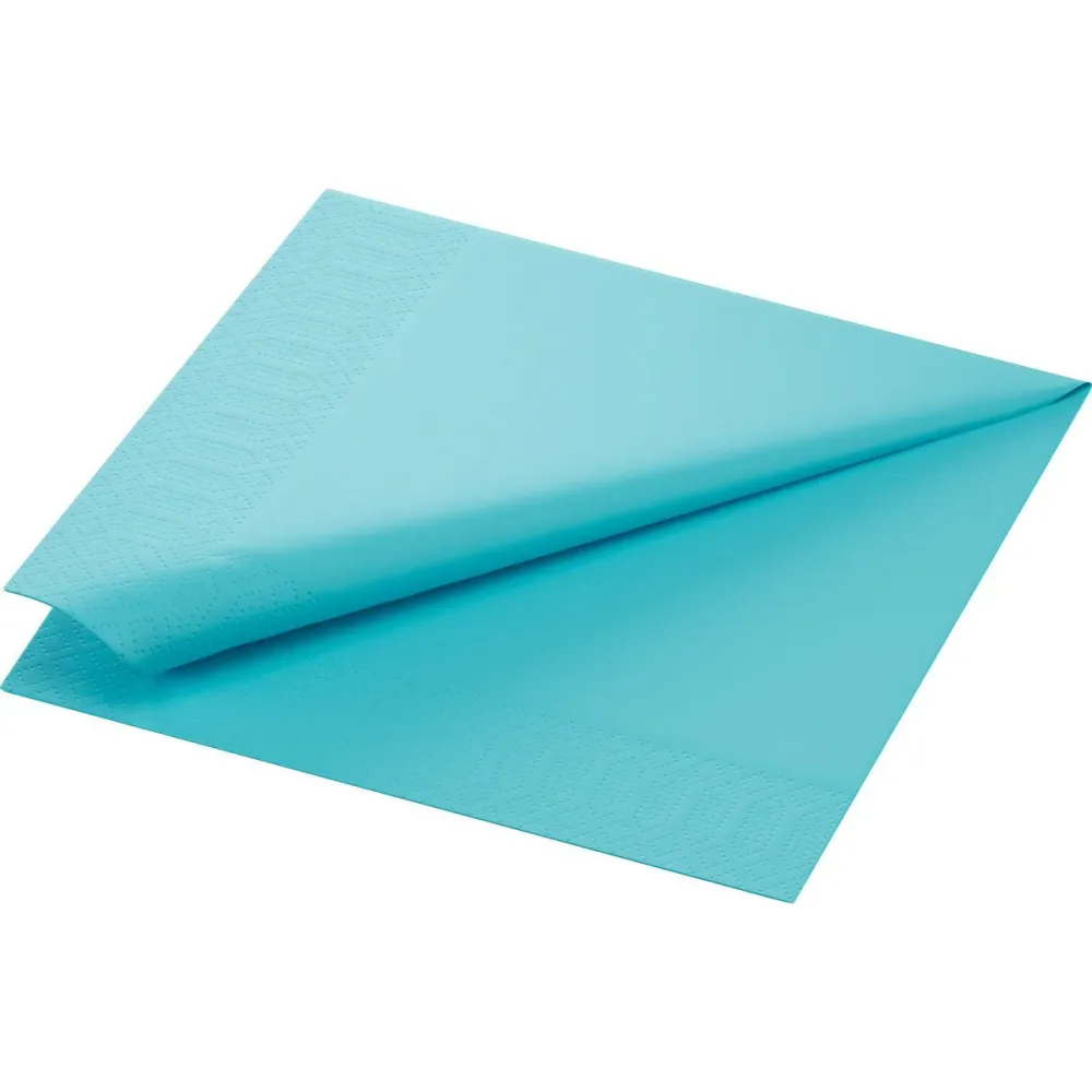 Șervețele de pânză celulară 40 x 40 cm 3-strat 1/4 Falz Mint Blue | Pachet (250 de șervețele)