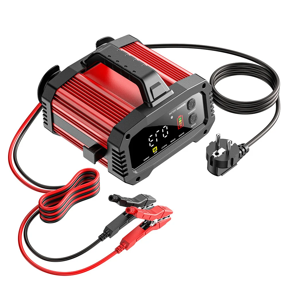 25A Nabíječka autobaterie, 12V 25A 24V 15A Nabíječka pro olověné, AGM LiFePO4 baterie, Nabíječka pro vozidla, Inteligentní...